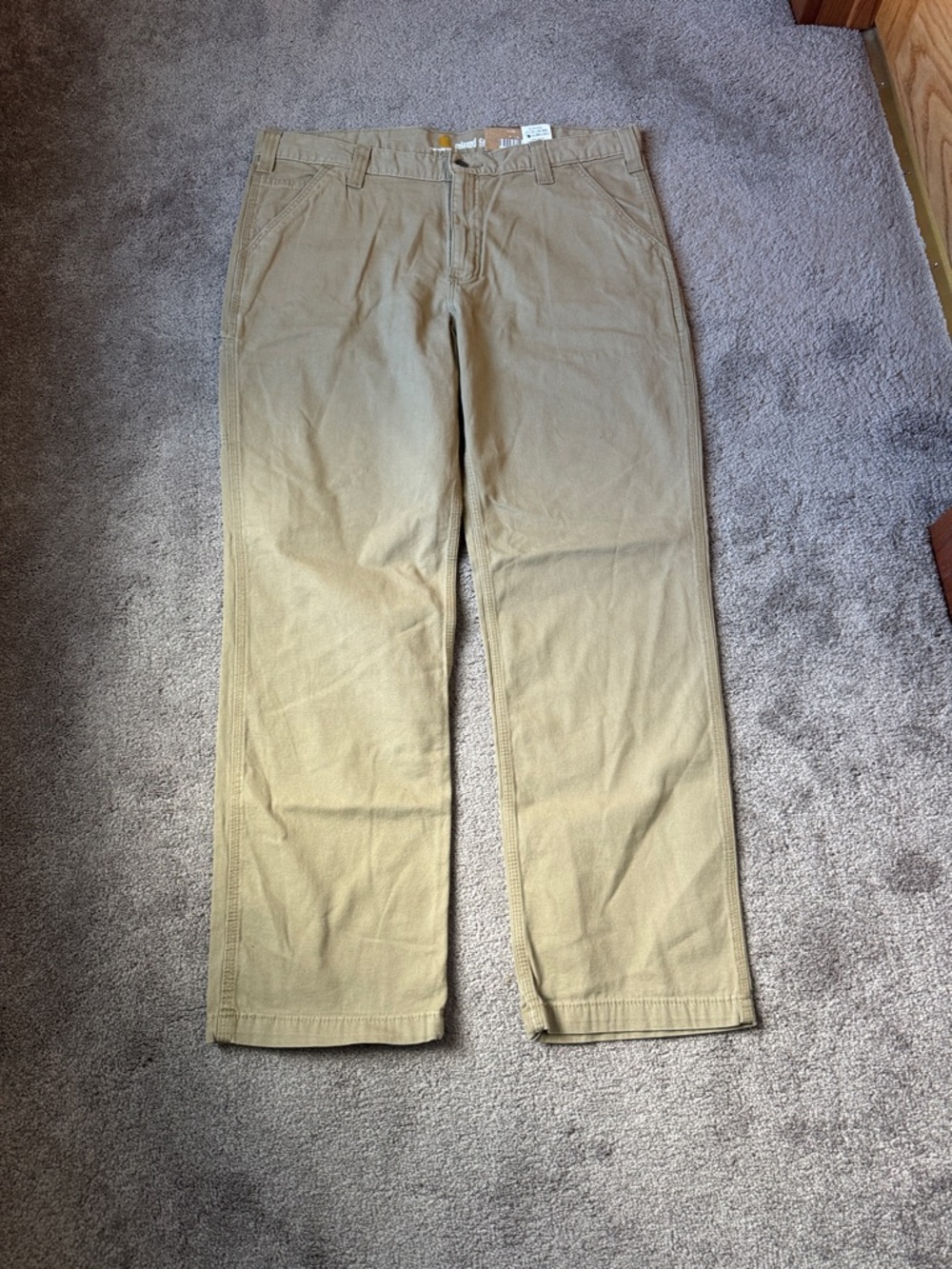 Carhartt Relaxed Fit Rugged Flex Rigby Dungaree Work Pants Khaki NWT SIZE 38x32